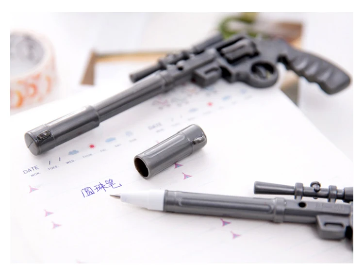 2 шт./лот Творческий револьверный пистолет Форма шариковая ручка 0,5 мм синяя ручка для письма Канцтовары Школьные принадлежности Ручки школьные принадлежности