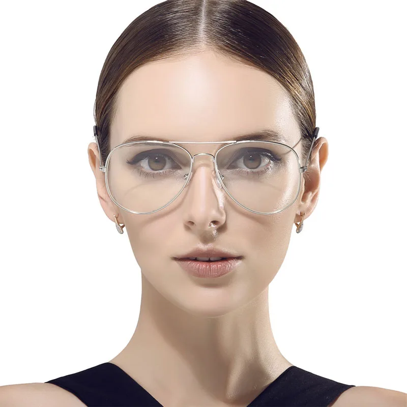 Новинка 2017 женские классические очки розовое золото металлическая оправа для