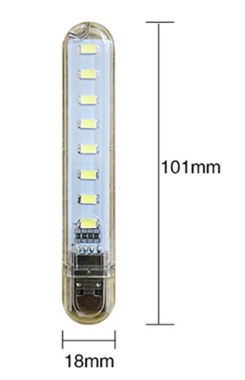 detail size of 8smd usb night lights