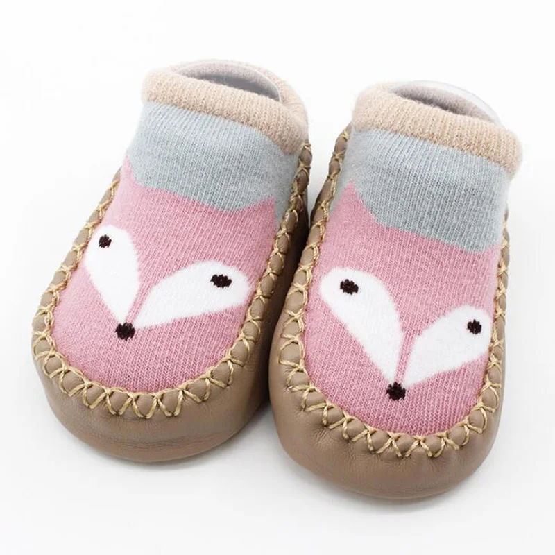 Г. Новые Мягкие хлопковые носки с рисунками для малышей нескользящие носки-тапочки для маленьких девочек - Цвет: Pink Fox