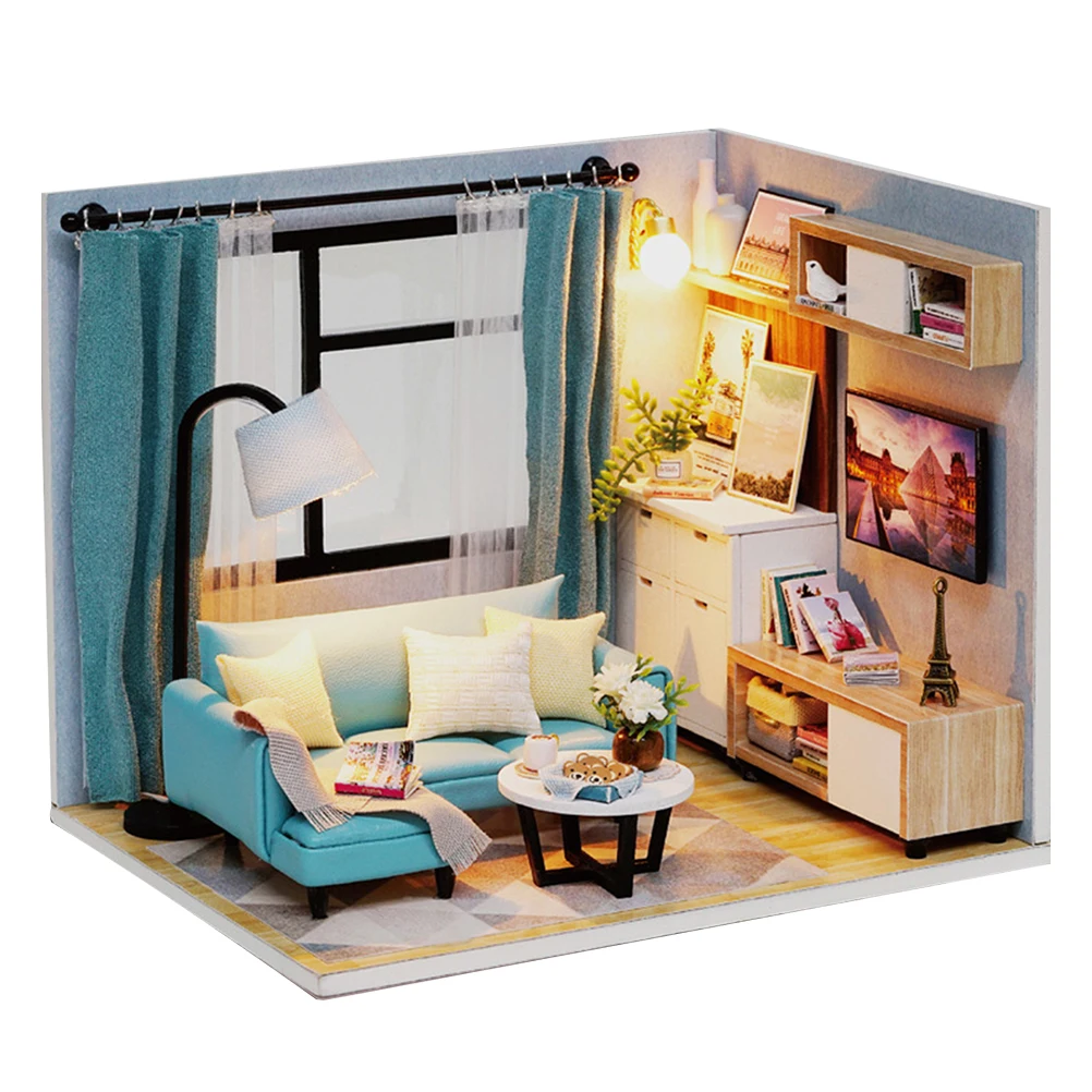 

1pc Mini House Miniature Creative DIY Simple Bedroom Room Gift with Furniture without Battery