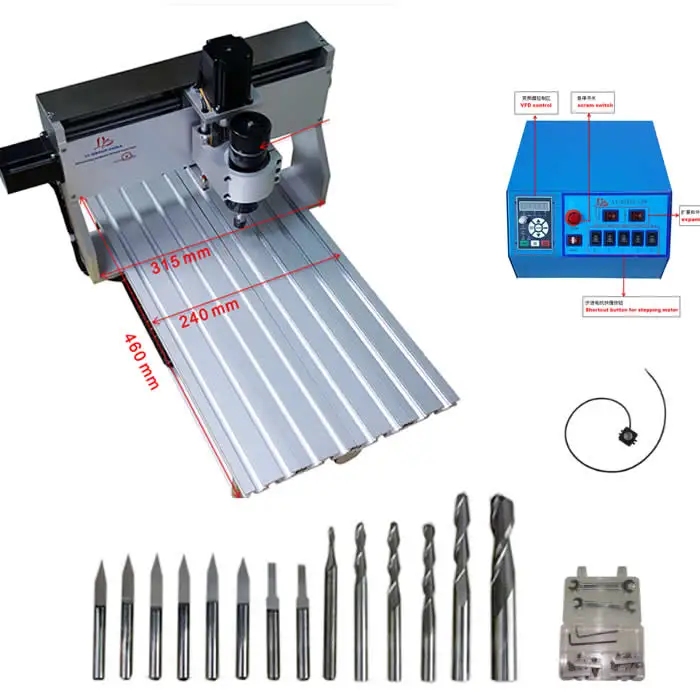 

China cnc Manufacturer supply woodwork machinery 3020 mini cnc router 500w spindle with 14pcs drill bits
