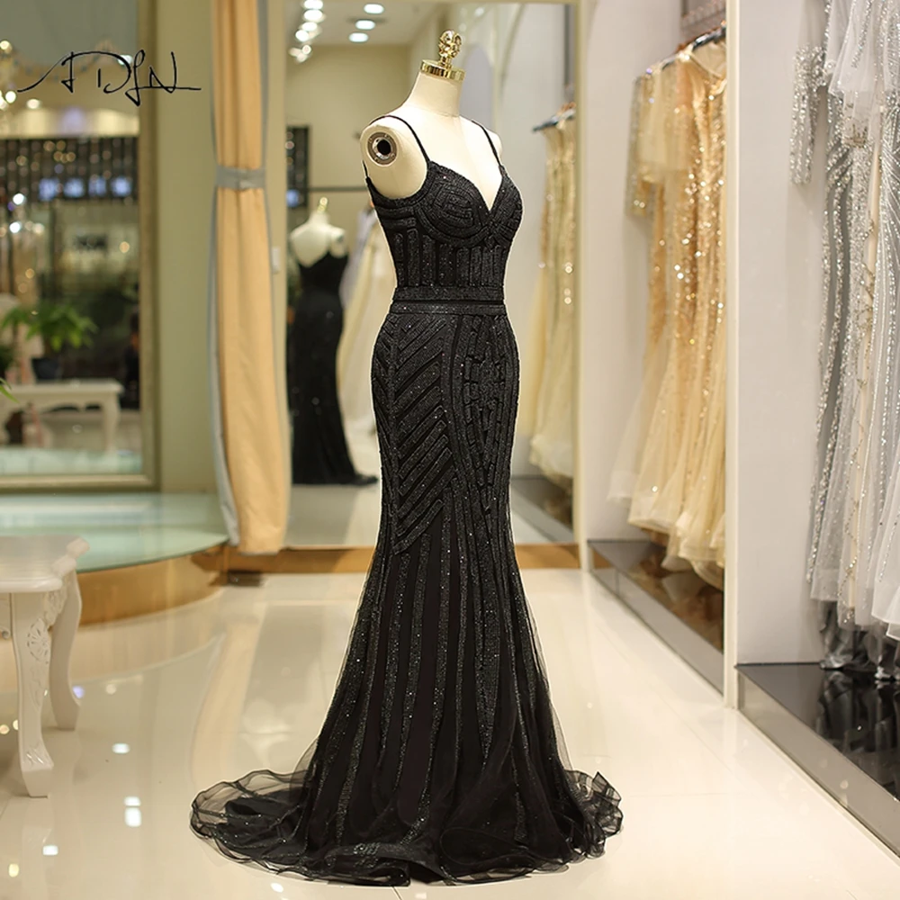 ADLN платье Русалка на бретельках черный Вечерние платья индивидуальный заказ Высокое качество халат de Soiree золото блестящее платье для