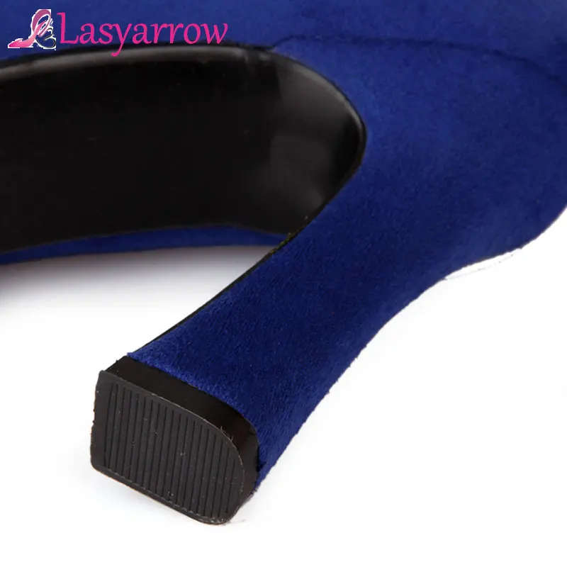 Lasyarrow Women's Shoes Thick High Heels Round Toe Shallow Platform Shoes Woman Concise Fashion Dress Party Pumps Shoes RM558