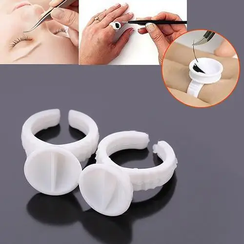

100Pcs Eyelash Pallet Glue Adhesives Holders Eyelash Extensions Storage Rings Beauty & Health