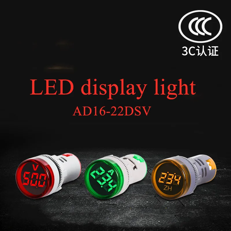 

1pc 22MM AC voltmeter Indicator Lamp Frequency table Signal Light LED Digital Display Red Yellow Green for industrial machinery
