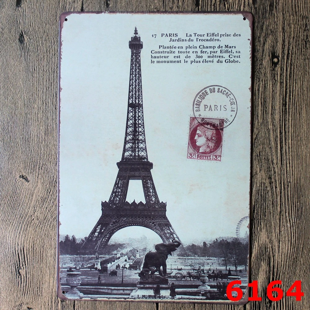 Eiffeltoren Postzegels Afdrukken Metalen Muursticker Vintage Stijl Tin Teken Ijzer Antieke Tin Schilderen Pub Decor 20x30 Cm Decorating Style Wall Stickerwall Sticker Vintage Aliexpress
