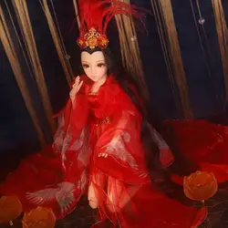DQ bjd кукла 45 см дневник королева 1/4 bjd кукла, кукла одежда обувь головной убор трубки, совместное тело белая кожа китайский стиль черные