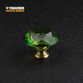 

5pcs 40mm From The Sale Of Green Diamonds Crystal Glass Knob Drawer Cabinet Door Dresser Handle Furniture Accessories
