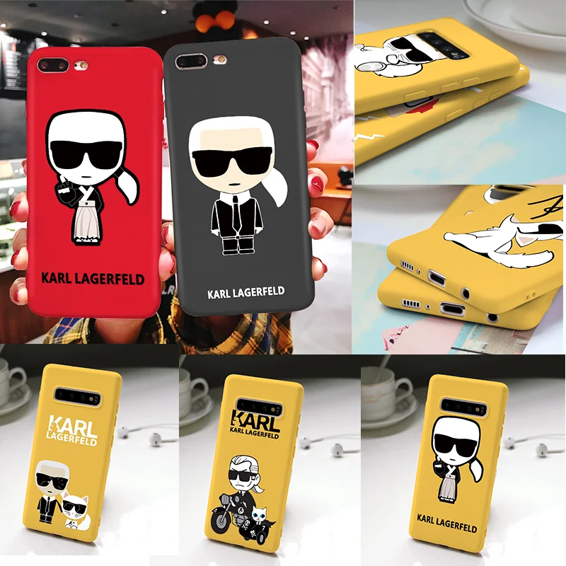 

Fashion Karl Lagerfeld Color Silicon Matte Case For Samsung Galaxy A50 A60 A70 A30 A40 A7 2018 S8 S9 S10 Plus S10e Note 8 9 Case