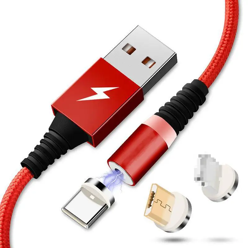 

Round Head LED Micro Usb Magnetic Cable Android Data Transmission Charge Cable Type-c Mobile Phone Cable Usb Cord
