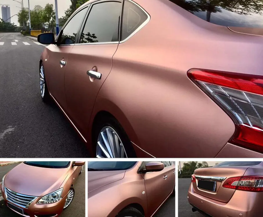 Rose Gold Car Pearl Metal Satin Matte Metallic Chrome Vinyl Wrap Sticker Film CF