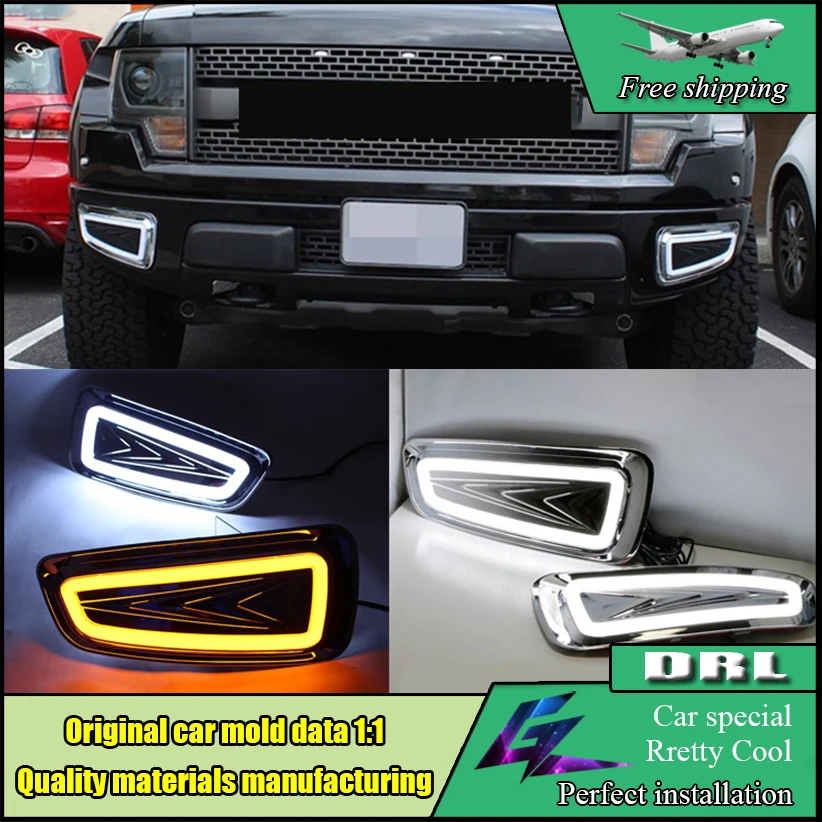 

Auto Car LED Daytime Running Lights For Ford Raptor F150 DRL 2009-2014 White style Turn Signal Yellow style Fog Light Lamp cover