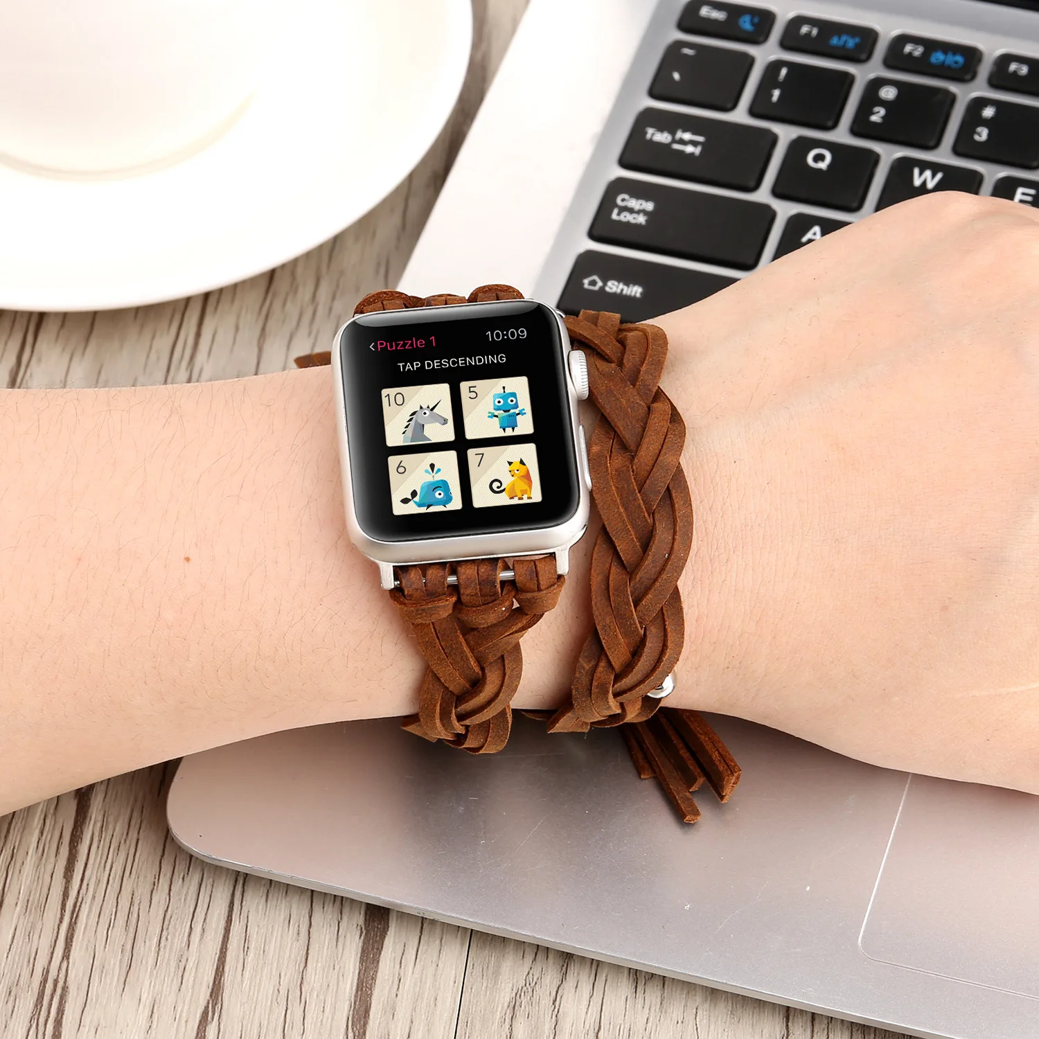 

New Hot Etsy Handmade Woven Genuine Leather Women Loop Band for Apple Watch Strap 38mm 42mm for Iwatch 1 2 3 Watchband Bracelet