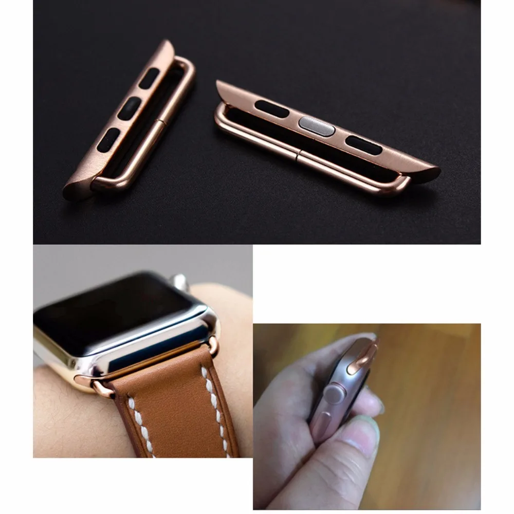 CRESTED Adapter For Apple Watch band apple watch 4 3 iwatch strap 42mm/38mm 44mm/40mm Stainless Steel clasp adaptor connector