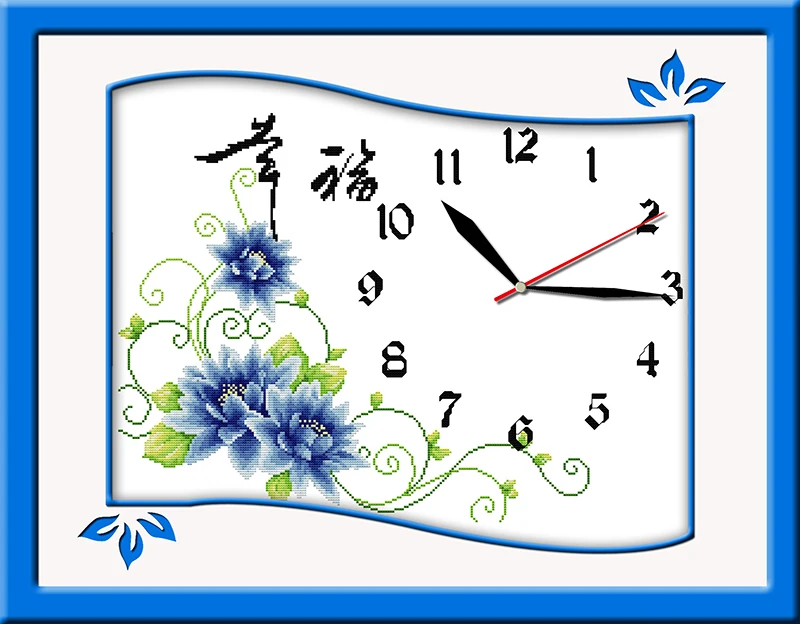 Happy Clock(new Edition) Cross Stitch Kit 14ct 11ct Count Print Canvas Wall Clock Stitching