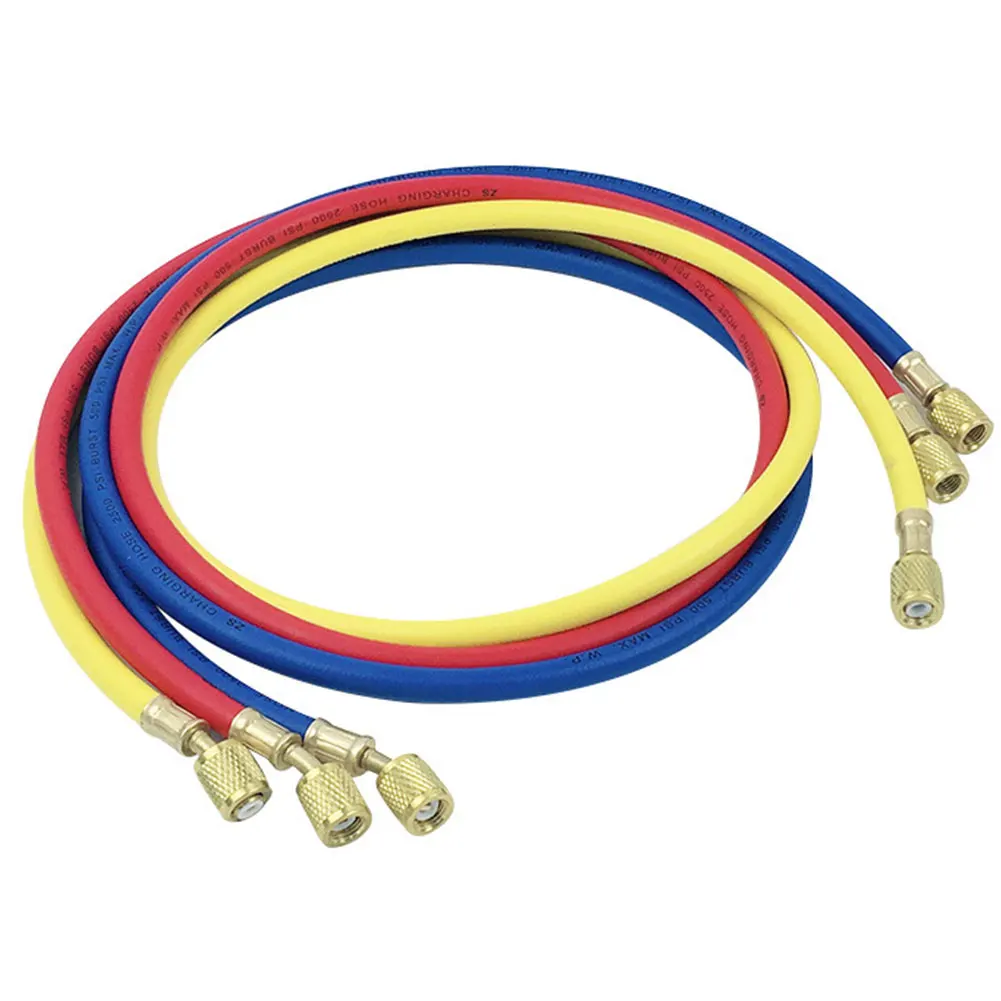 

3Colors Metal Adapter Connector Repair Tool Refrigerant Car Air Conditioning Measuring Recharge Durable Gauge Auto Charging Hose