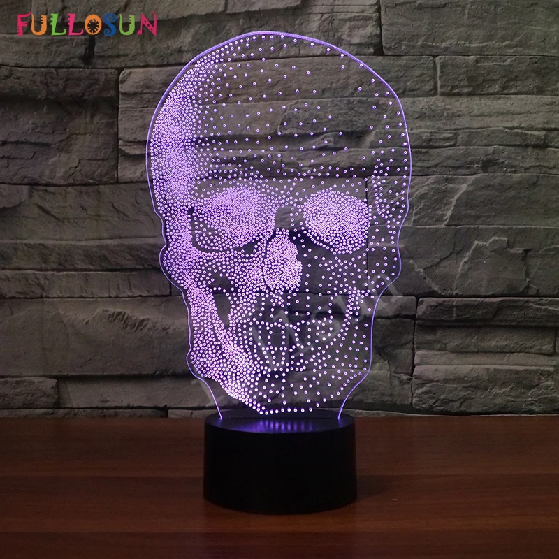 Вечерние Декоративные светильники череп 3D ночник 7 цветов атмосферу настольная лампа для друзей удивительные Хэллоуин Декор подарок дропшиппинг