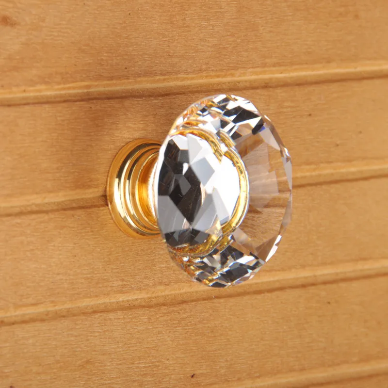 Crystal Gold Cupboard knobs Handle Pulls Glass Dresser handle Kitchen