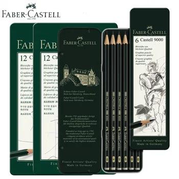 

Faber-Castell 9000 Design Graphite Pencils Art 6/12pcs/Tin Black Colored Wooden Cartoon Sketching Pencil for Carpenter Children