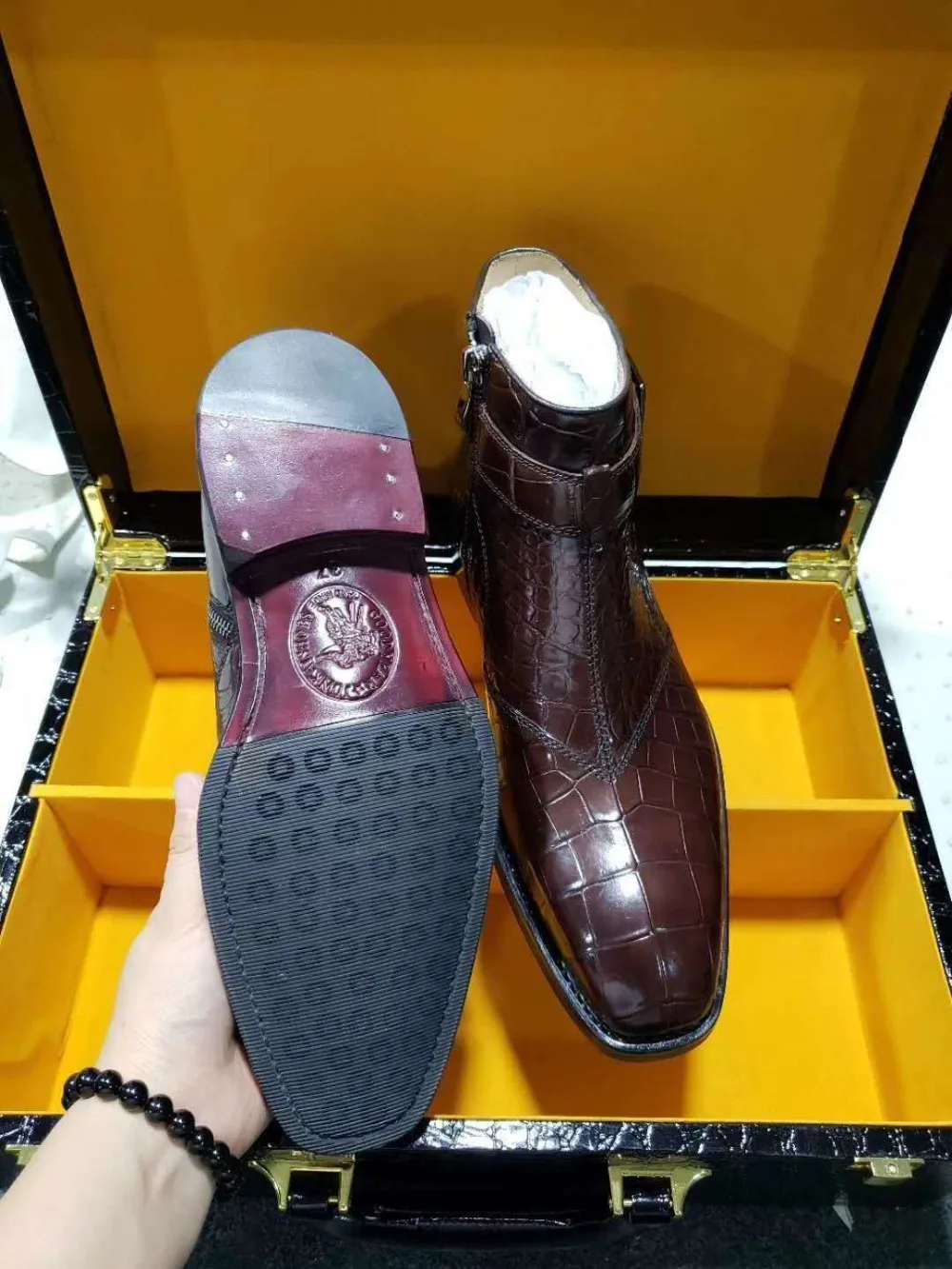 Очень большие размеры; Коллекция года; модная мужская обувь из натуральной крокодиловой кожи с подкладкой из натуральной воловьей кожи; Мужская обувь для отдыха на молнии