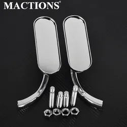 2PCS Motorcycle Mini Oval Side Mirrors 8MM 10MM For Harley Sportster XL 1200 883 Touring Dyna Softail Cruiser Chopper Bobber
