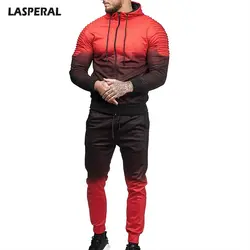 LASPERAL осенний мужской спортивный костюм градиентного цвета, комплект с капюшоном на молнии, куртка, верхняя одежда, свитер, фитнес-штаны для