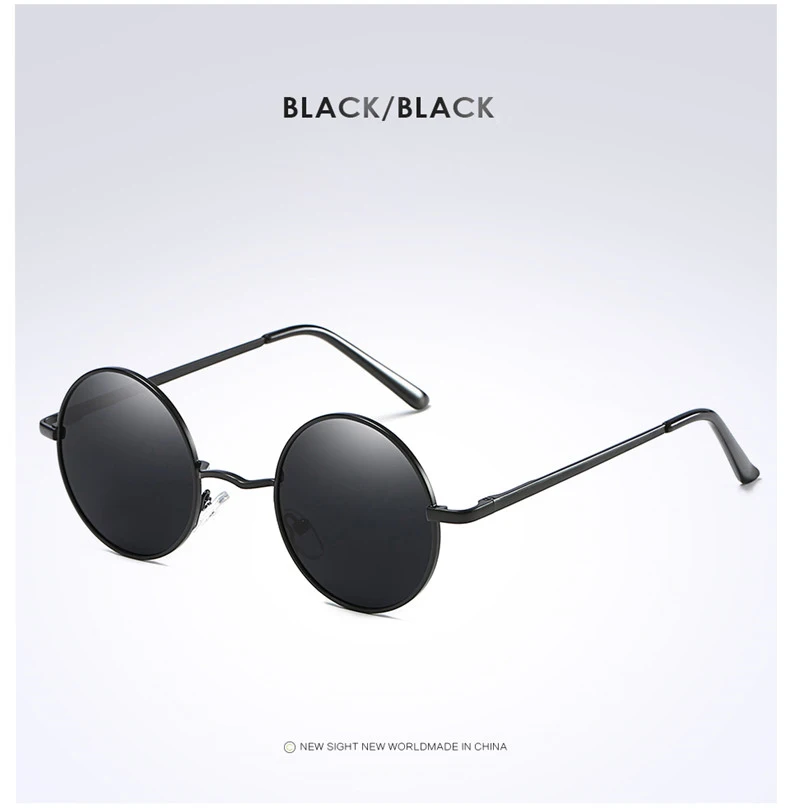 Поляризованные Винтажные Солнцезащитные очки UV 400 с круглой металлической оправой, зеркальные классические модные мужские солнцезащитные очки для вождения