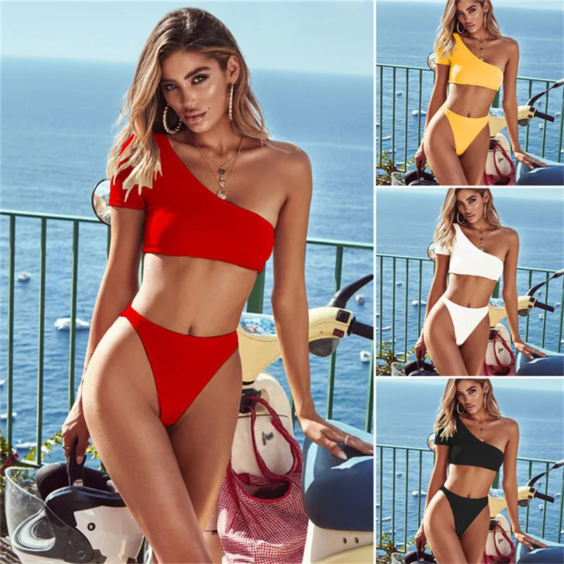 

Cikini 2019 New Hot Selling High waist bikini lady swimsuit sexy one shoulder swimsuit exploded on the beach