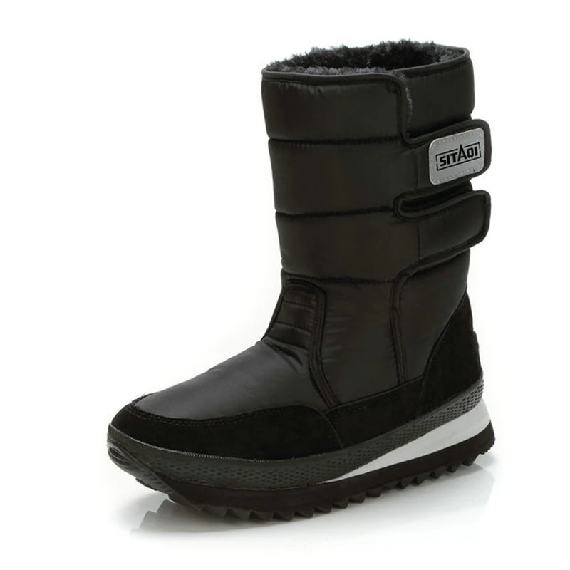 baratas Botas de homens 2018 homens unissex sapatos de inverno de pelúcia quentes slip resistente à prova d água plataforma neve botas Mid Bezerro preto tamanho botas 35 45