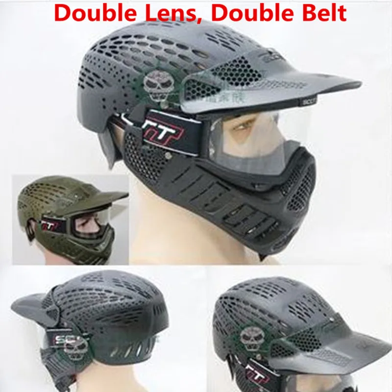 Double lens Double belt Full head Paintball mask Airsoft Mask CS Games