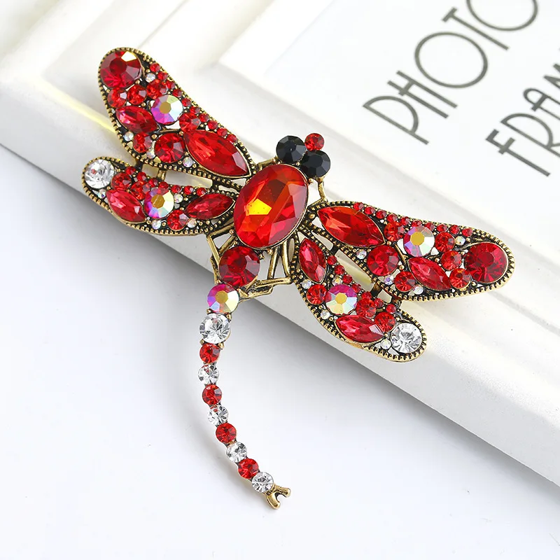 

Crystal Vintage Dragonfly Brooches for Women Large Insect Brooch Pin Fashion Dress Coat Accessories Cute Jewelry