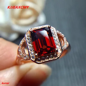 

KJJEAXCMY fine jewelry 925 sterling silver Pure silver with natural garnet ring.