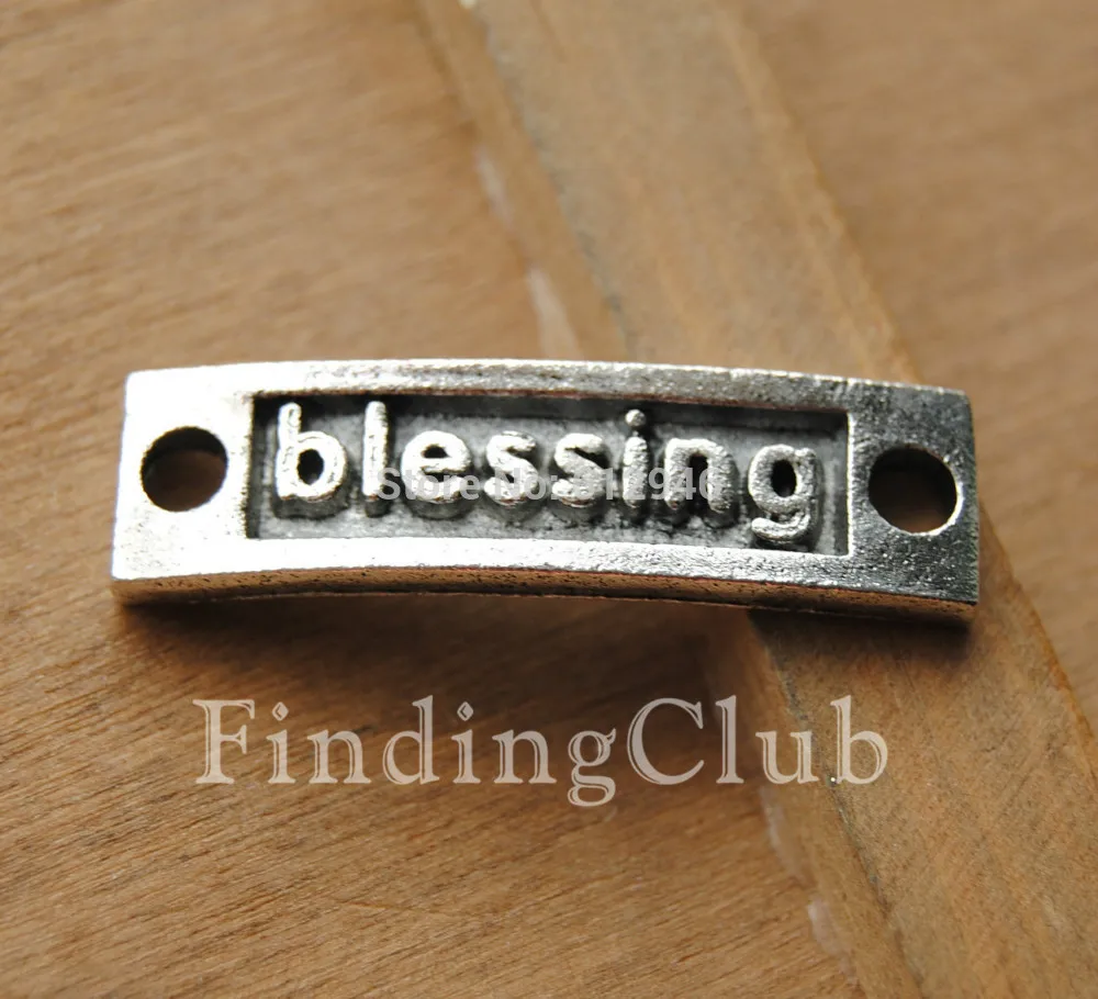 15pcs Antique Silver Letter Blessing Inspiration blessing wish Metal