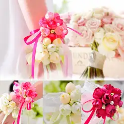 Свадебная вечеринка наручные Pearl корсаж браслет подружки невесты запястье руки, цветы