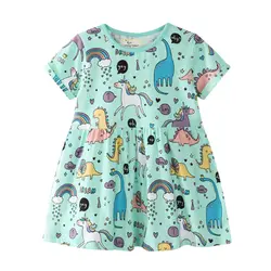Платье для маленьких девочек летний костюм единорога для детская одежда 2019 брендовые Детские праздничные платья животных Одежда для