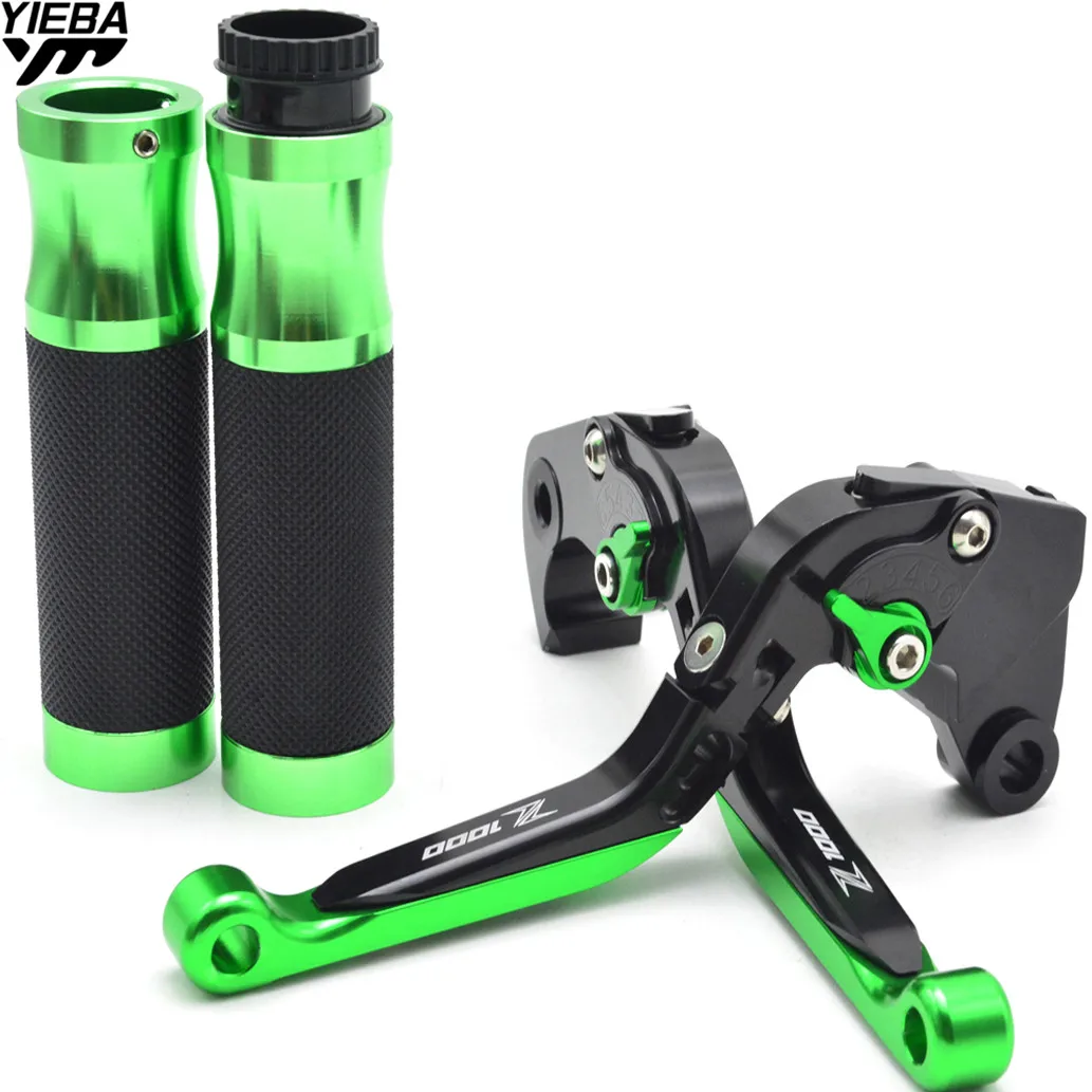 Motorcycle 22MM Brake Handle Adjustable Brake Clutch Lever and Handle Grips LOGO For Kawasaki Z1000 Z 1000 2003 2004 2005 2006