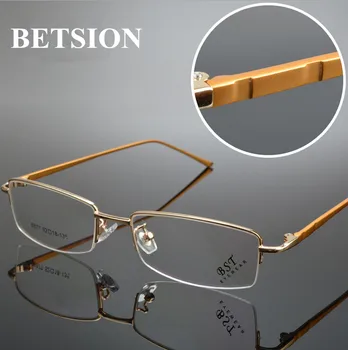 

BETSION Rimless Glasses Memory Titanium Eyeglass Frame Gold Spectacles optical Rx able