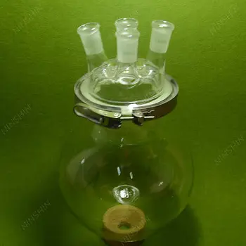 

4-neck Reaction Flask,5000ML Separately flask(round bottom),with Clamp,ground surface on the flange ,could hold the vacuum
