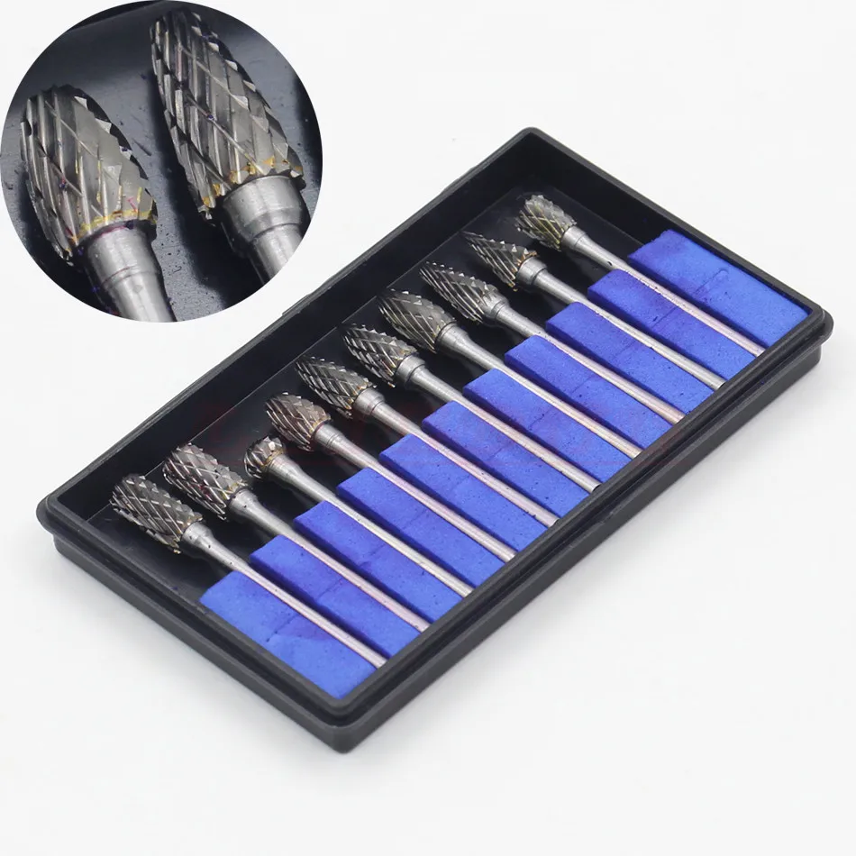 RIESBA 10pcs Dremel Carbide Burrs Drill Bit Set Rotary Burr Micro Drill