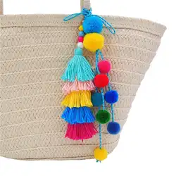 Красочные Pompones милые Ленточки сумка висит украшения ручной работы брелок кулон Этническая Стиль
