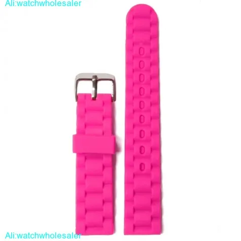 18mm Fun Magenta  Silicone Jelly Rubber Ladies Watch Band Straps WB1060J18JB