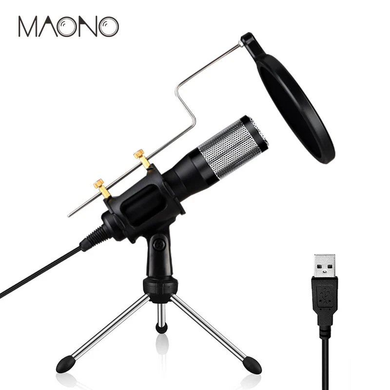 

MAONO USB Microphone Omnidirectional Wired Condenser Microphone Professional Studio Mic for PC Laptop Computer Live Broadcast