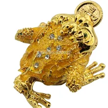 Украшенная Золотая жаба брелок коробка, металлическая лягушка шкатулка для бижутерии золотого цвета