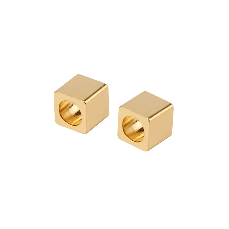 

Gold tone stainless steel Smooth Small Cube Loose Charm Spacer Beads 3mm Jewelry Findings