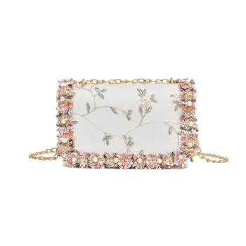 

Chinese style small fragrant wind bag women 2018 new tide Korean version of Joker Messenger bag mini small square Lingge chain