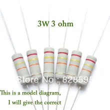 3 Вт 3 Ом 3R Ом Исправлена резистор Металлооксидные Плёнки Резисторы сопротивление+/-5%(200 шт