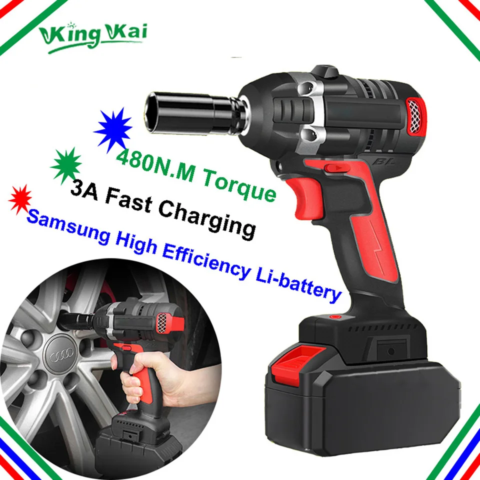 480NM Electric Cordless Lithium Battery Brushless Motor Impact Wrench-0 (6)