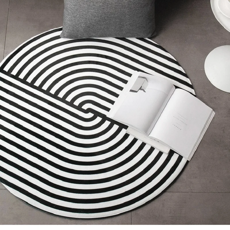

Creative geometry Round thick carpet Nordic home coffee table blanket Bedroom study chair round computer chair Printed carpet