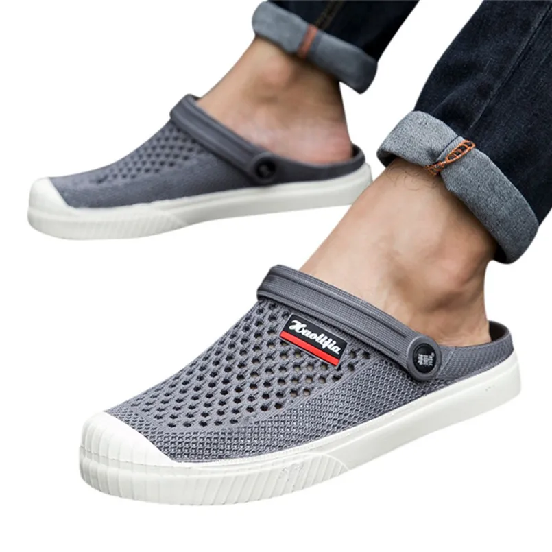 

Men Summer Casual Flip Flops Shoes Fashion Beach Sandal Mesh Breathable Shoes Mans footwear terlik kapcie Slides 40jy15
